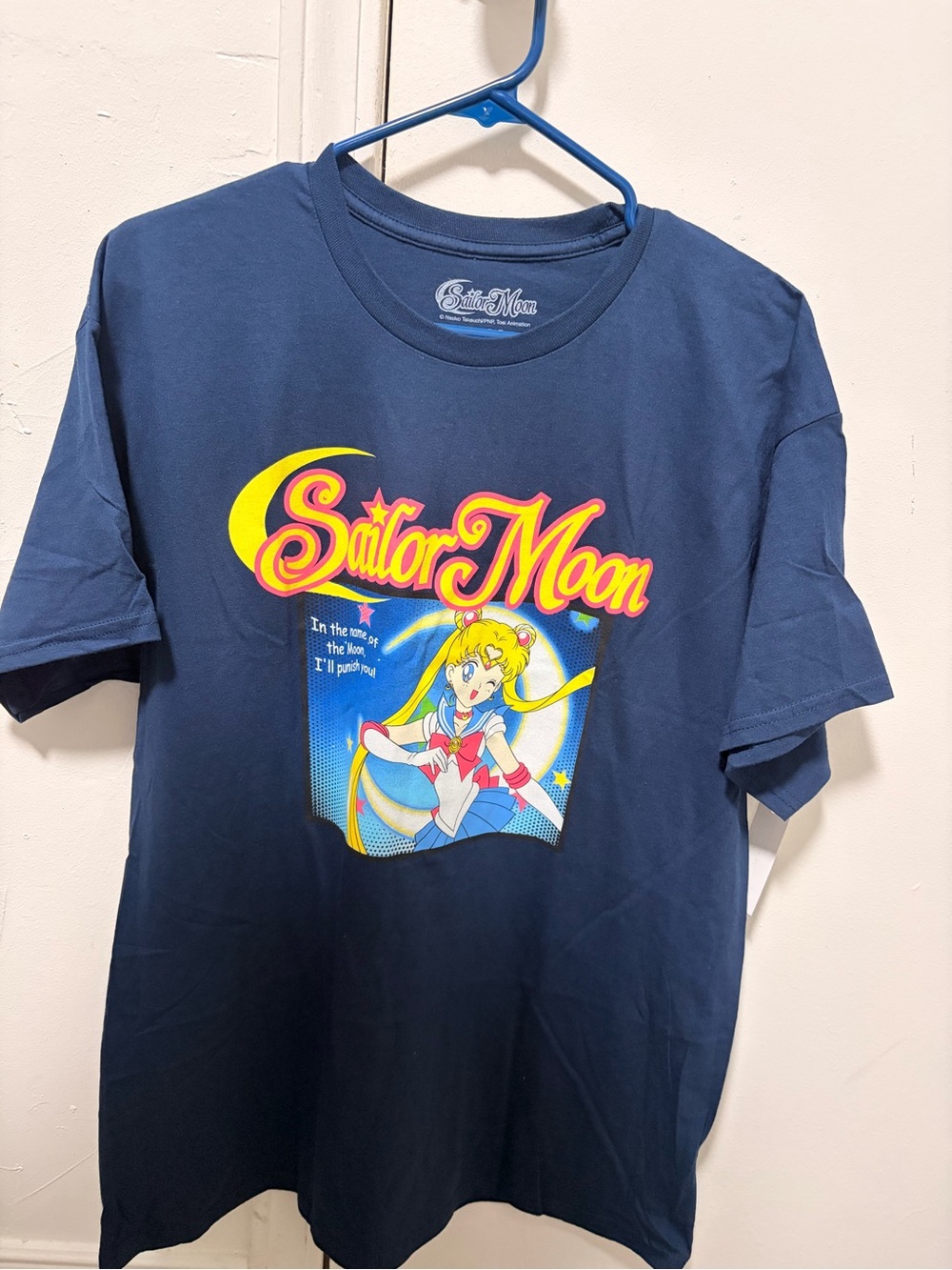 Hybrid Apparel Navy Sailor Moon Graphic Tee with Yellow & Pink Logo Unisex